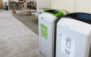 recycling bins in the office