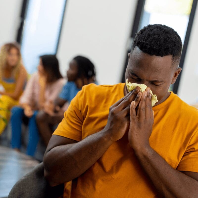 employee in the office with respiratory issues related to polluted water